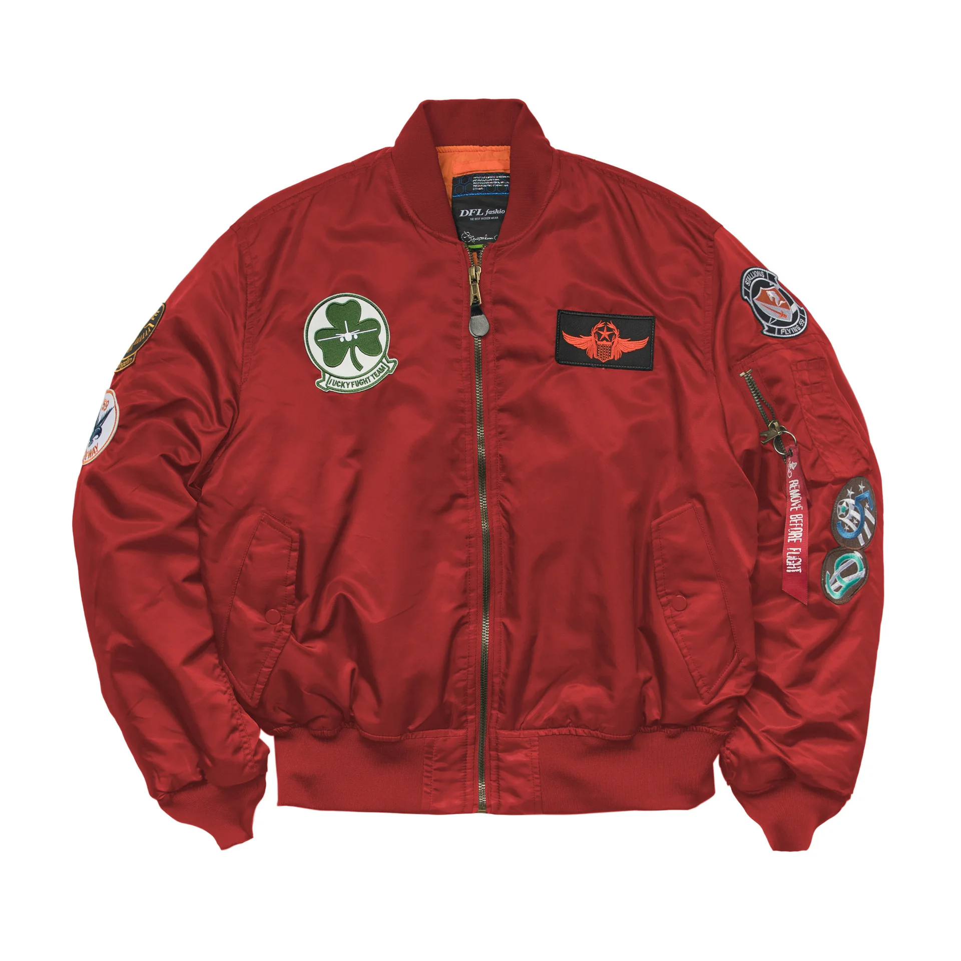 Men's Spring Autumn Military Style Aviator Jacket for USA & EU | Workwear Bomber with Embroidered Patches & Racing