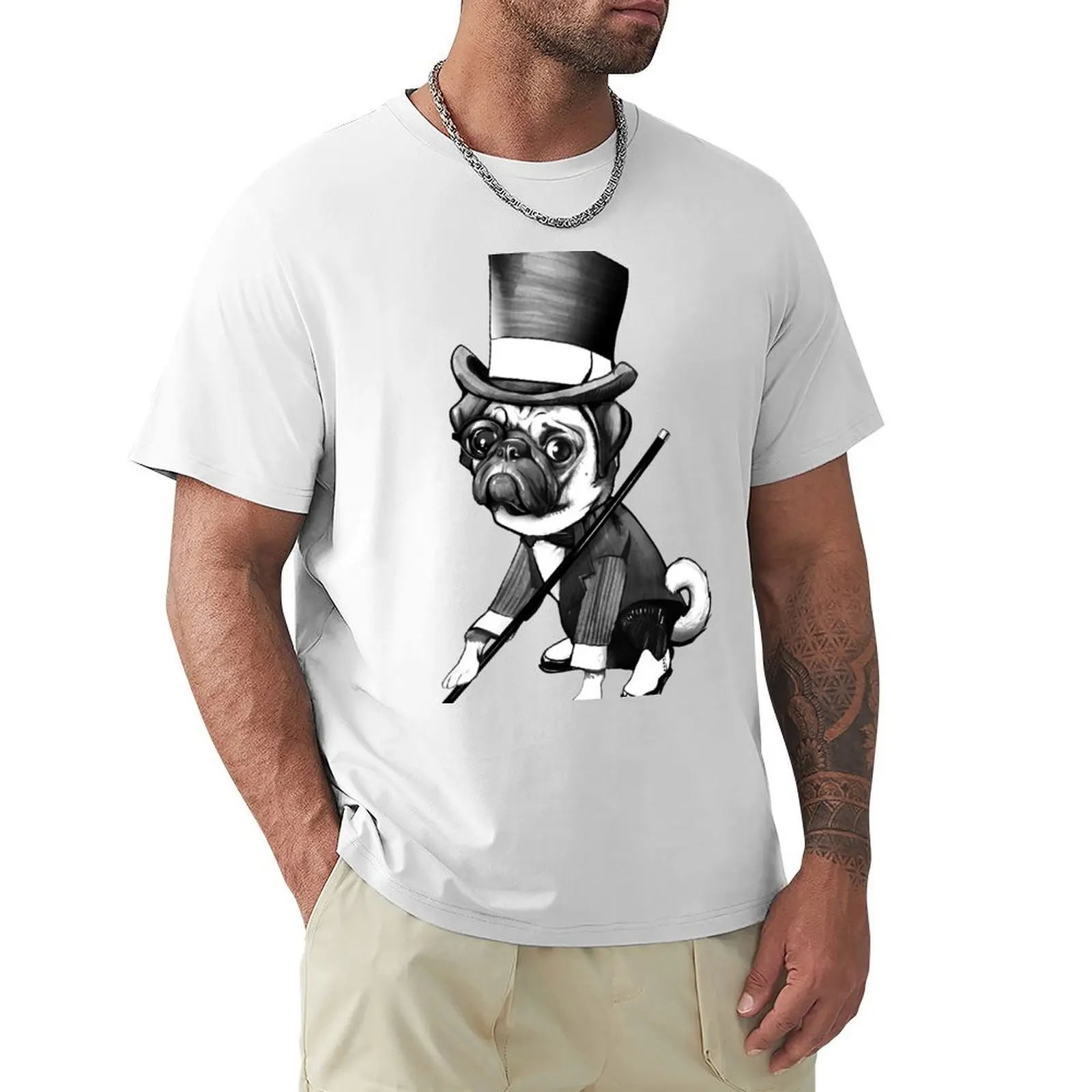 Pug Fred Astaire T-shirt anime clothes oversized boys whites funny t shirts for men