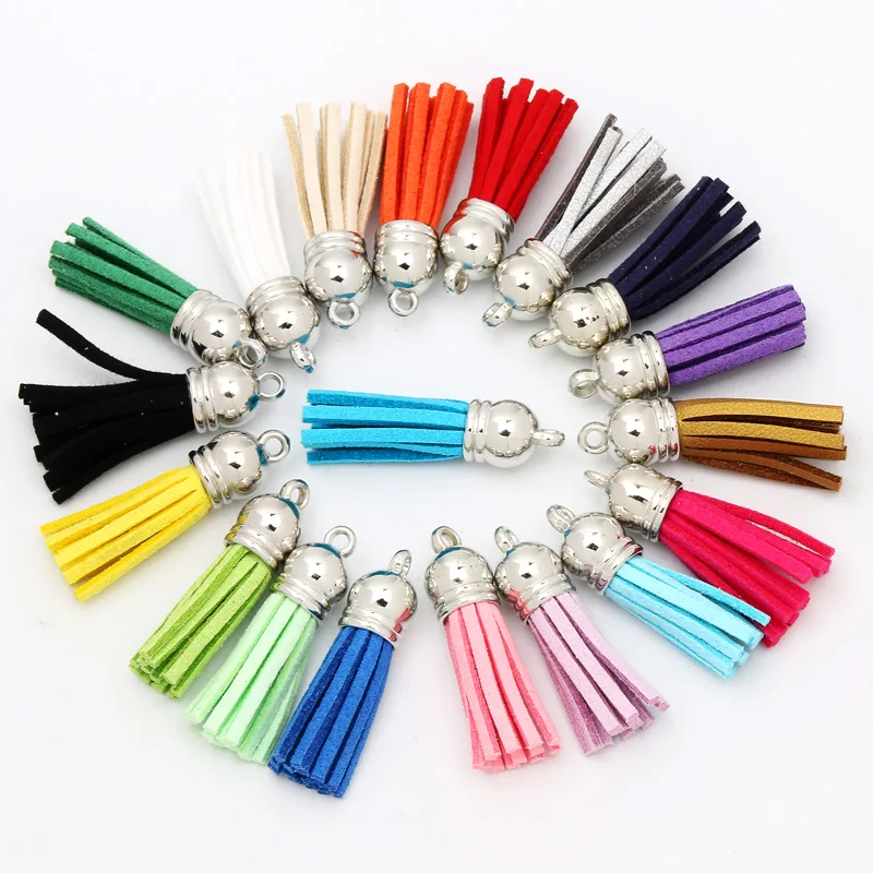 10pcs/lot 38mm Keychain Tassel Vintage Leather Tassels Fringe for Purl Macrame Pendant For DIY Jewelry Making Supplies