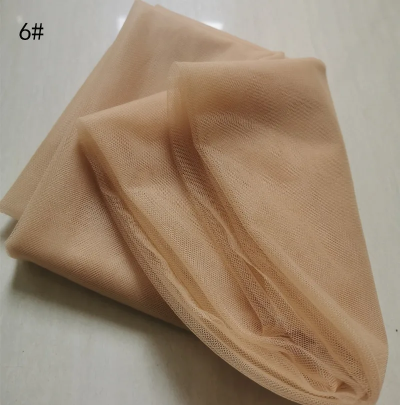 Skin-friendly Plain Yarn Beige Nude Skin Anti Hook Wedding Dress Fabric Transparent Soft Lightweight Invisible Netting Tulle