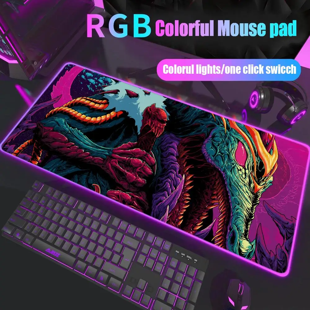 

hakos baelz Mouse Pad Gamer Rgb Desk Mat Back Light Led Mousepad Setup Gaming Accessories Deskmat Big Mousepad Backlight