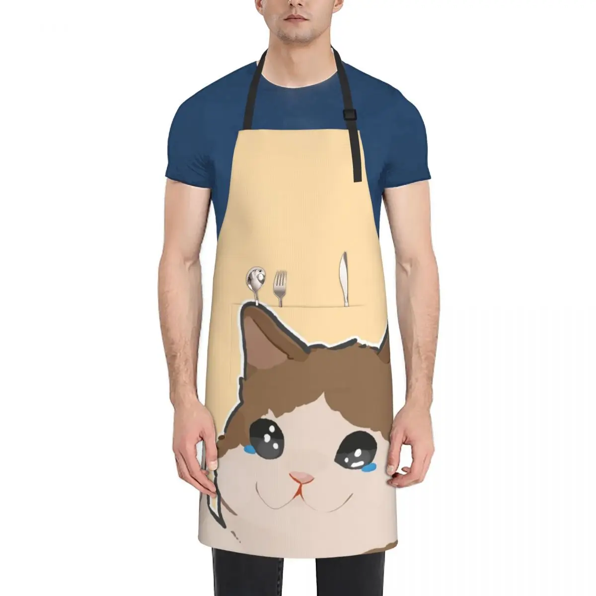 

crying cat meme Apron work ladies professional hairdresser Useful Things For Kitchen Apron