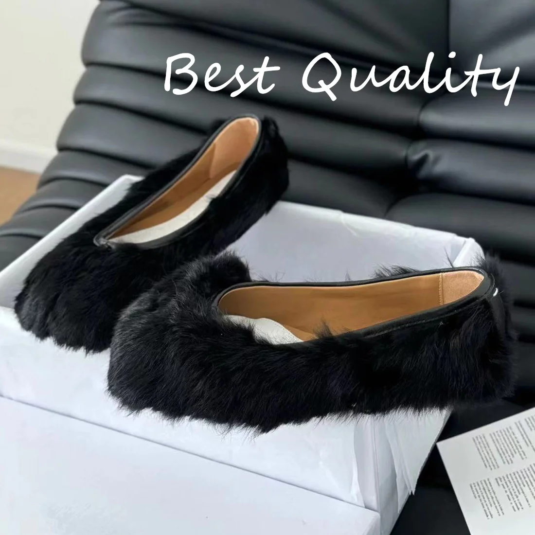 2024 Women's Splitting toes Ballet Flat Shoes Women Plush appearance Genuine Leather Pleated Split Toe Shoes Comfort Loafers