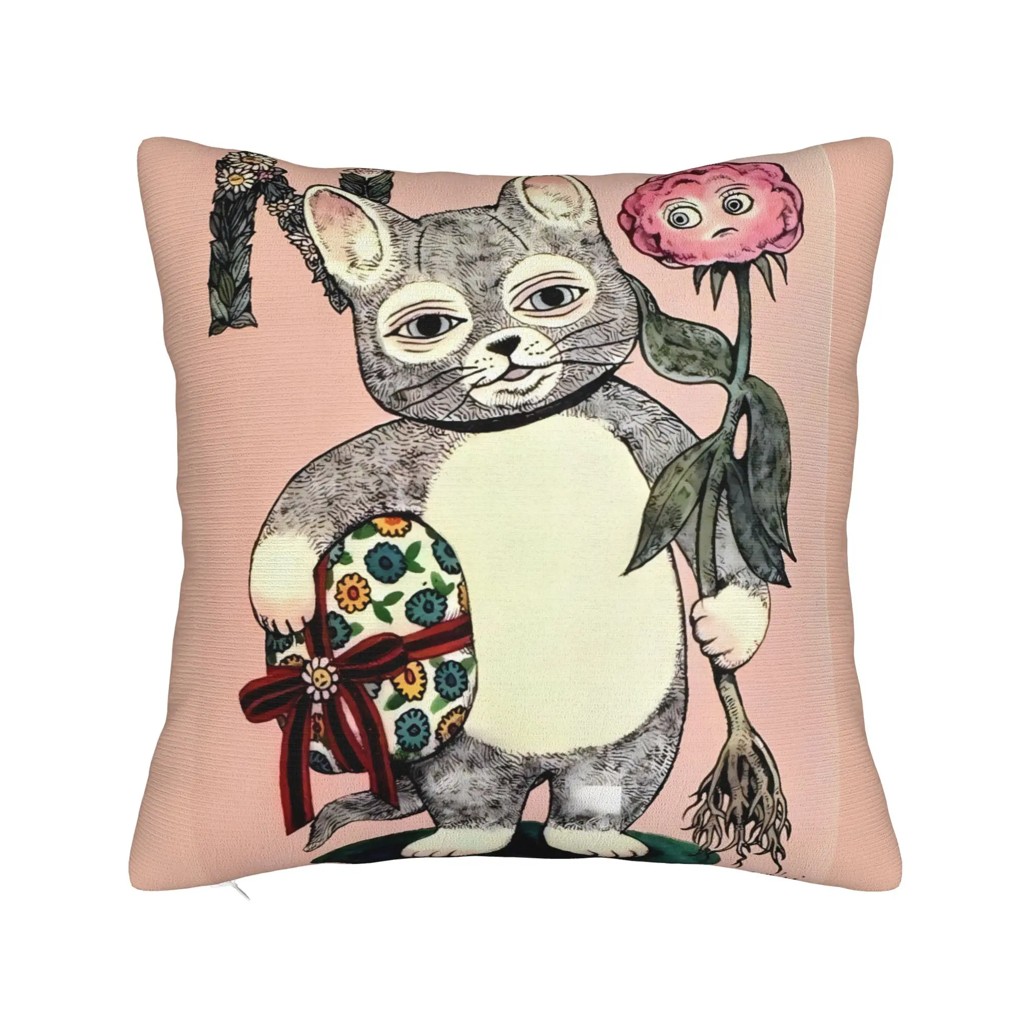 Kitty Art Artist Y-Yuko H-Higuchi Pillow Cover  Retro Trendy Pillow Case For Sofa Home Decoration Comfy Pillowcases Gift