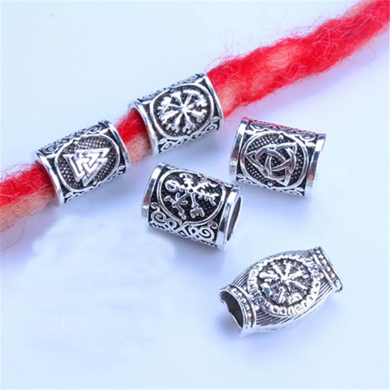 5pieces Viking Beads Hair Braid Beard Dreadlock Beads 8mm Hole Jewelry Bracelet Making Metal Bead DIY Accessorries