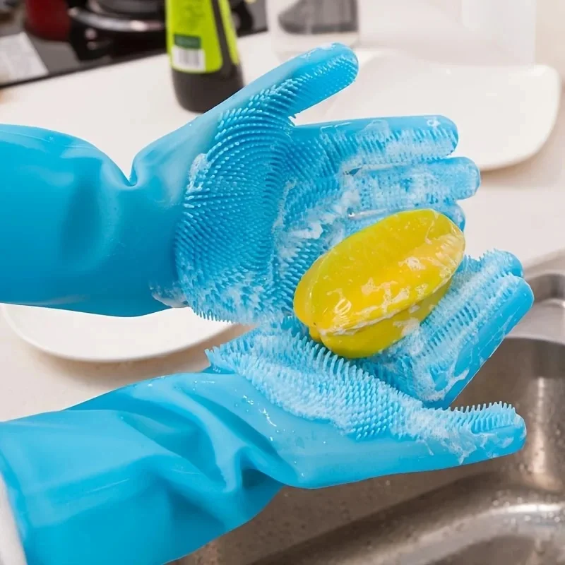 Pet Grooming Cleaning Gloves Dog Cat Bathing Shampoo Glove Scrubber Magic Dishwashing Cleanner Sponge Silicon Hair Removal Glove view 6