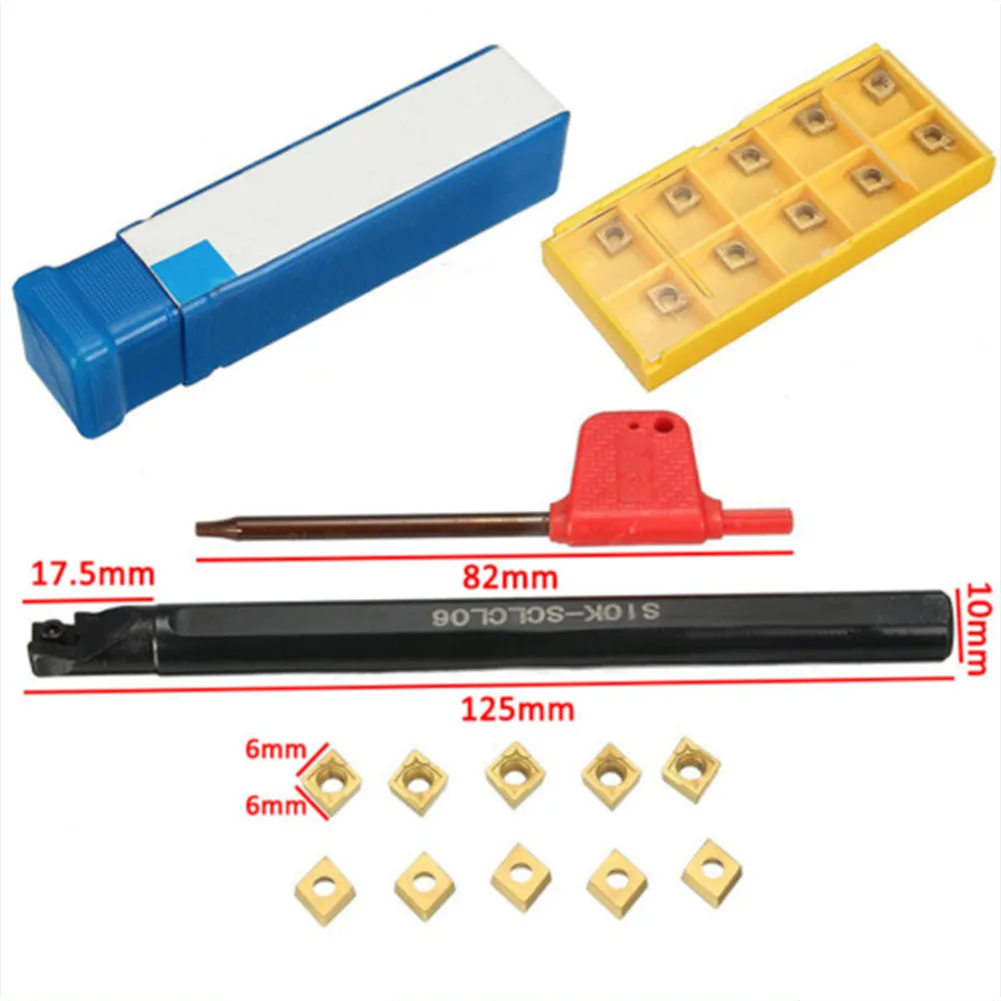 

10pcs CCMT060204 Carbide Inserts S10K-SCLCL06 Lathe Turning Wrench Kit Alloy Steel Tool Holder High Quality For Semi-finishing
