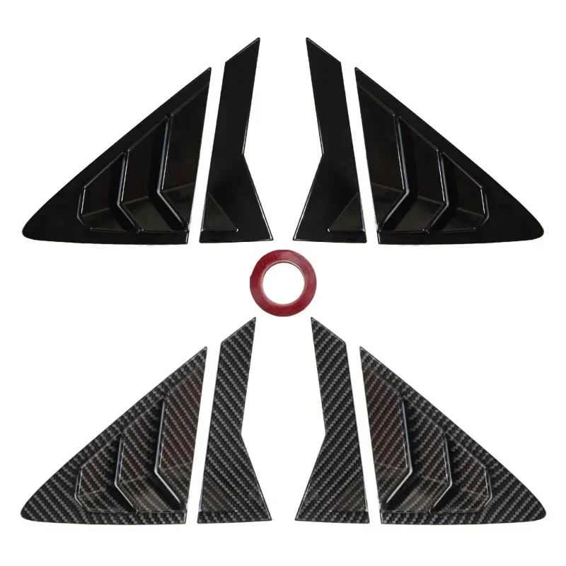 For Hyundai Verna 2010--2016 2Pcs Car Rear Window Side Vent Shutter Louver Cover Trim Black Carbon Fiber Exterior Accessories