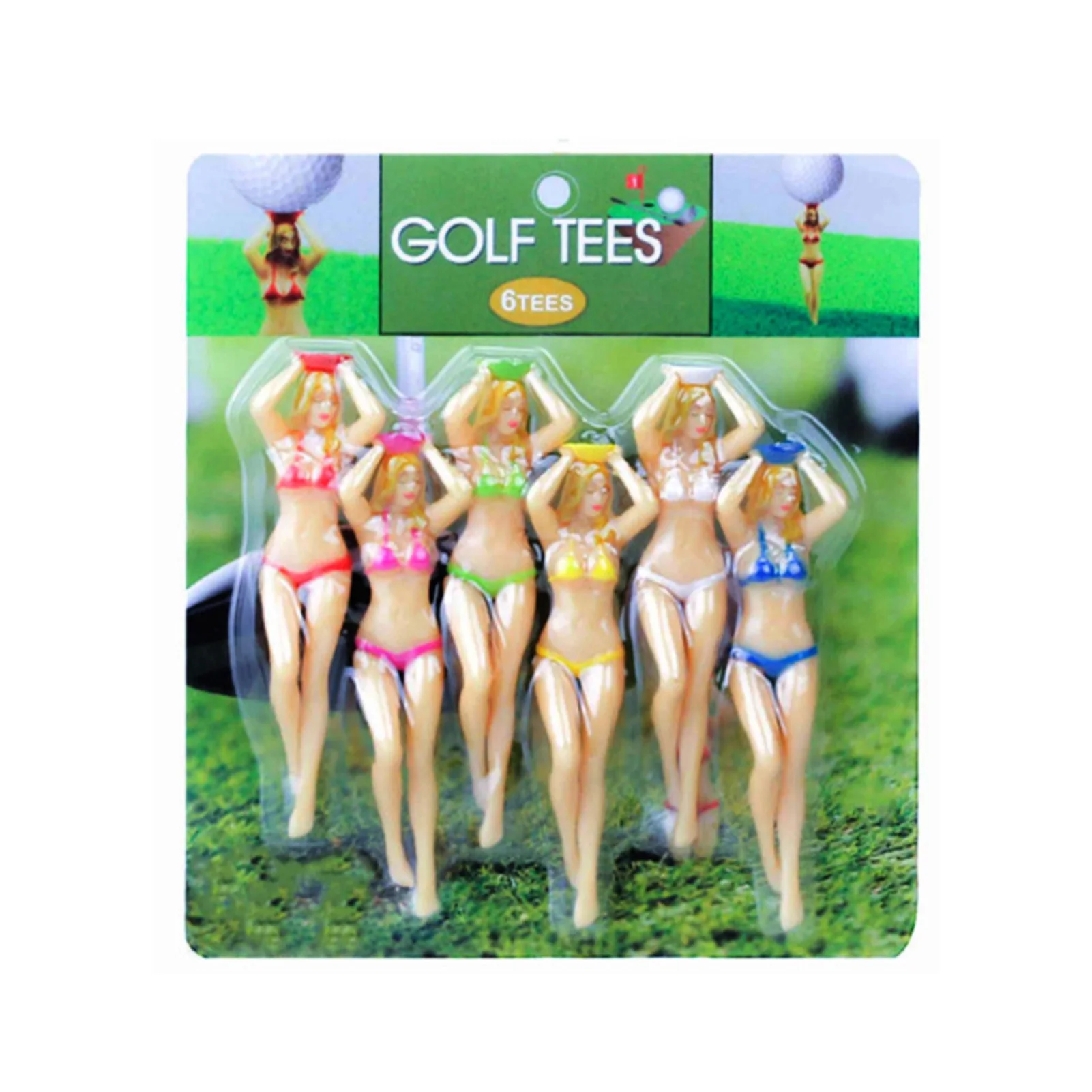 6Pcs/Pack Women\'s Plastic Golf Tees Accessories Size 76mm(3inch) Sexy Bikini Tees Gift Newest Design Plastic Golf Tees