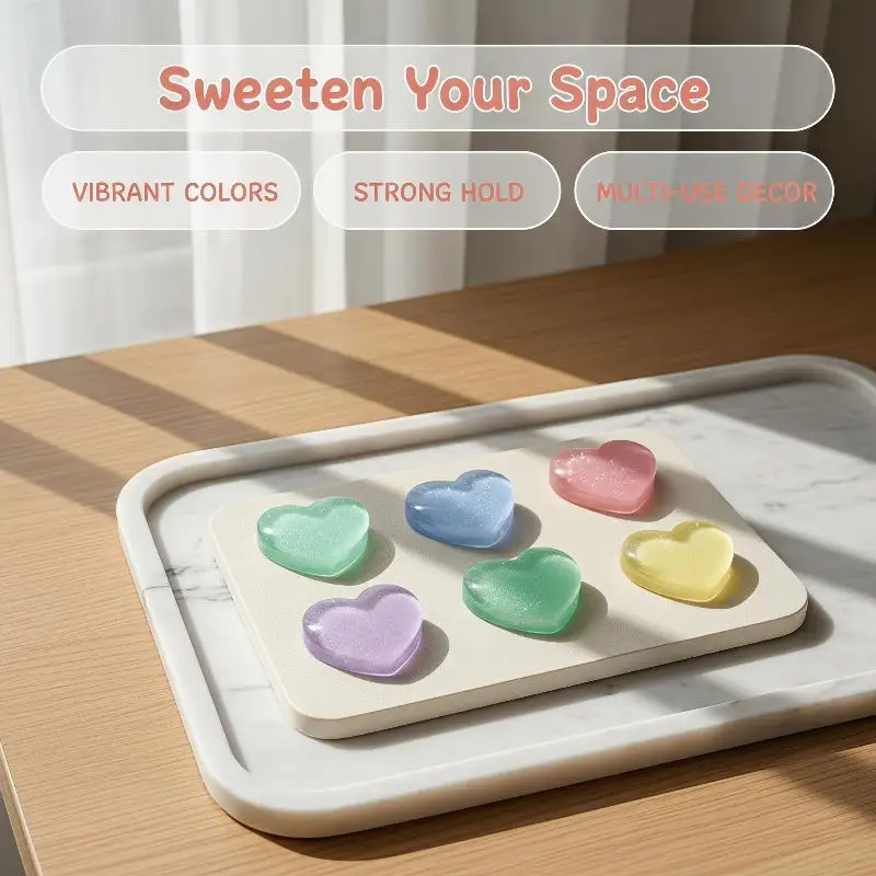 3D Heart Resin Magnetic Fridge Magnets 10 PCS Bright Color Decor for Home Office Photo Wall