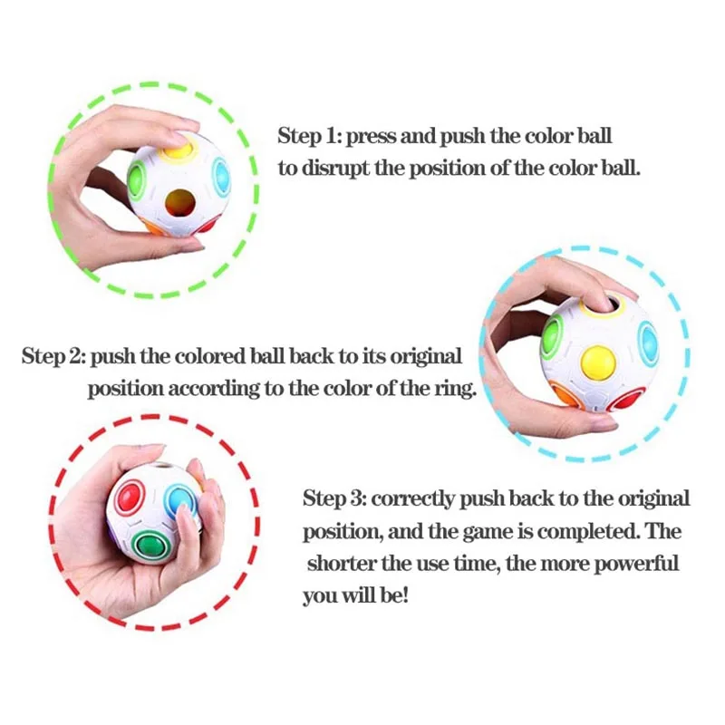 Magic Rainbow Puzzle Ball Cube Speed Ball Fun Stress Reliever Fidget Ball Toy Christmas Stocking Stuffers for Kids And Adults