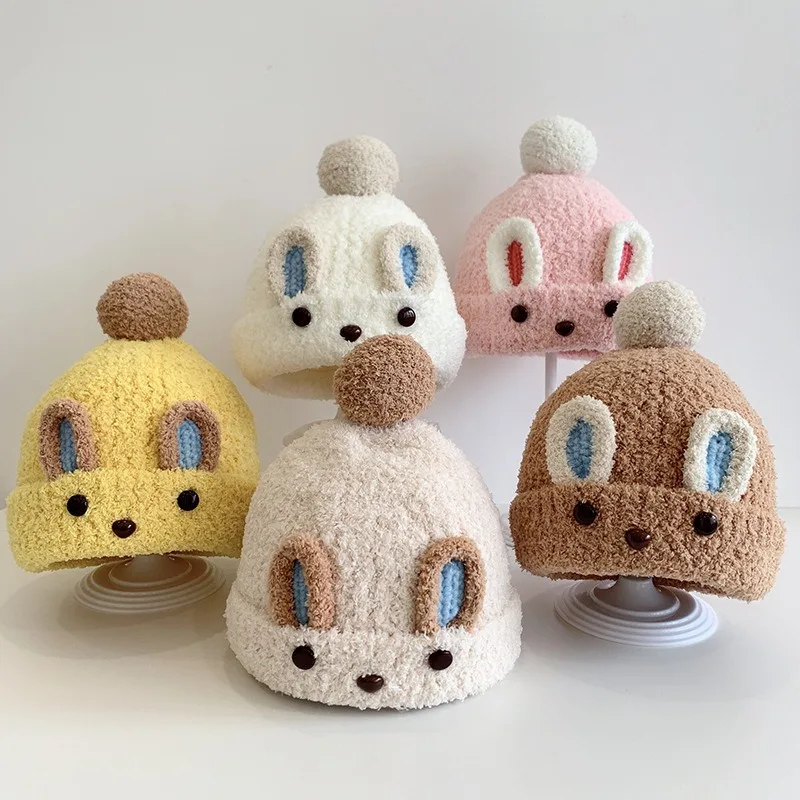 

Little Bear Children's Knit Hat Autumn/Winter Baby Knitted Hat Windproof Cap for Boys and Girls with Ear Protection