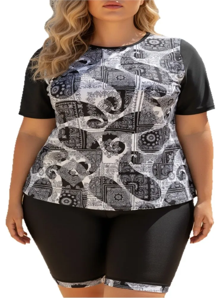 ชุดบิกินี่เอวสูงไซส์ใหญ่ XL-6XL สำหรับผู้หญิง ช่วยยกกระชับทรง ไซส์ใหญ่พิเศษ 5XL 6XL ชุดว่ายน้ำฤดูร้อน ช่วยเก็บหน้าท้อง ชุดบิกินี่