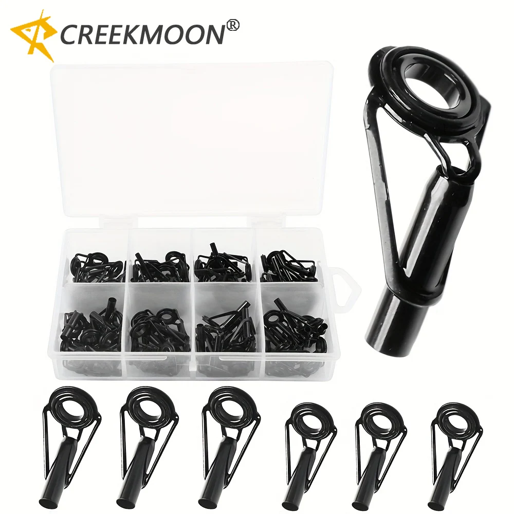 Guias de vara de pesca de cerâmica, 80 peças, estrutura de aço de alto carbono, guia diy, kit de reparo de anel superior para construção e restauração de vara