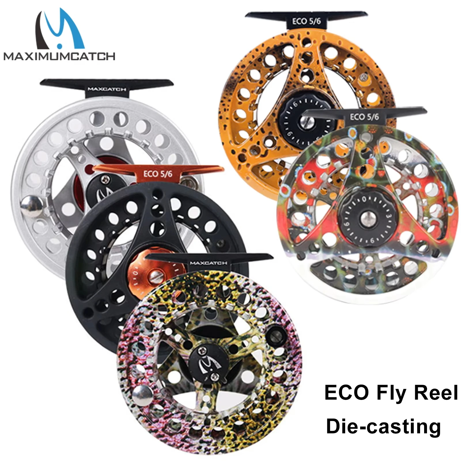 Maximumcatch ECO Fly Fishing Reel 3/4/5/6/7/8WT Large Arbor Die Casting Aluminum Fly Reel Smooth Drag Trout Bass Fishing Reel