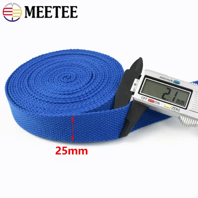 2-10M Meetee Cotton Webbing 25mm Nylon Strap Sewing Braid Backpack Belt Canvas Ribbon Band Shoulder Bag Straps To The Meter Tape