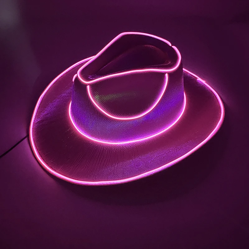 New Arrival Pearlescent Cowboy Hat Dance Costume Decorate Glowing Cowgirl Cap Glowing For Neon NightClub