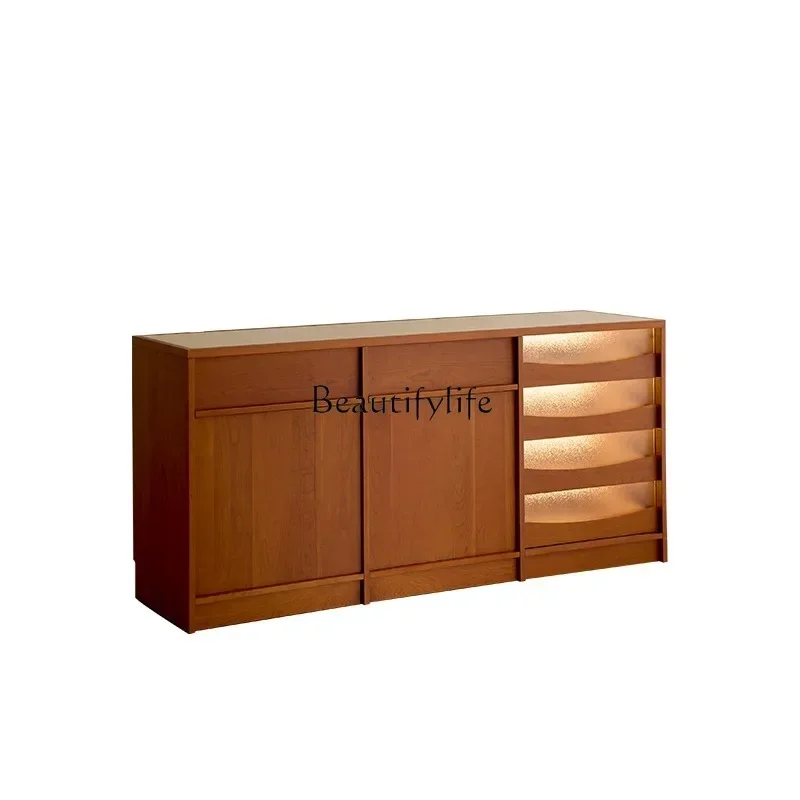 

FG44Medieval restaurant side cabinet open solid wood storage locker