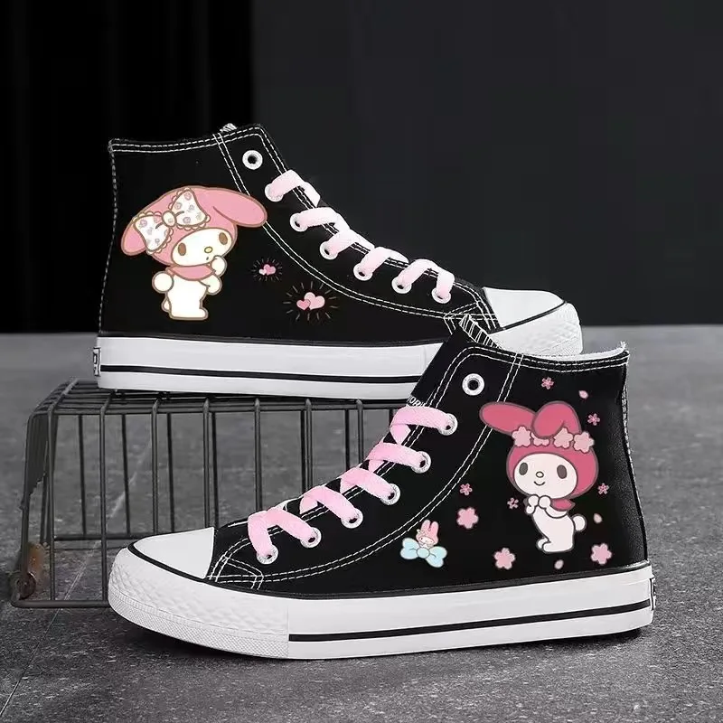 Sanrio Sanrio Kuromi Cartoon Canvas Shoes My Melody Print Cute High Top Couple Sneakers Korean Version Versatile Shoes for Women