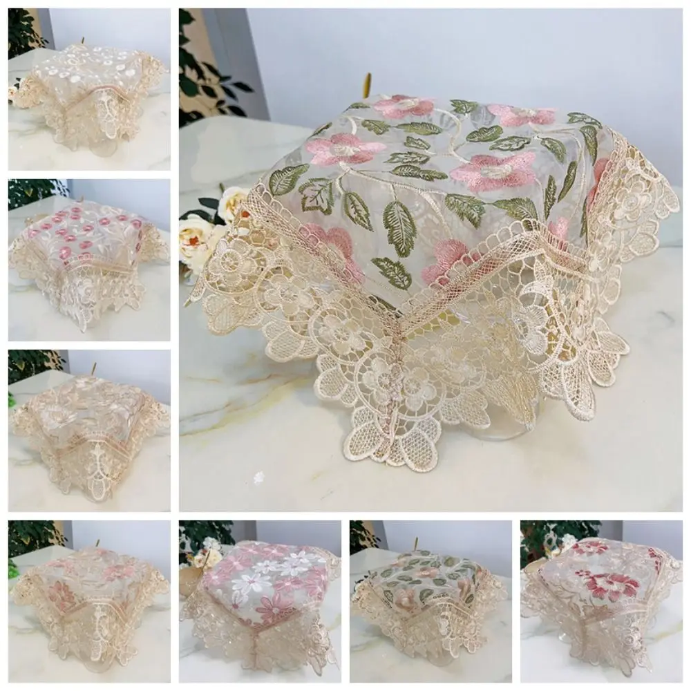 

Elegant Tea Set Cover Cloth Dust-Proof Material Lace Design Tea Tray Cover Decorative Square Water Cup Cover Tea Tray