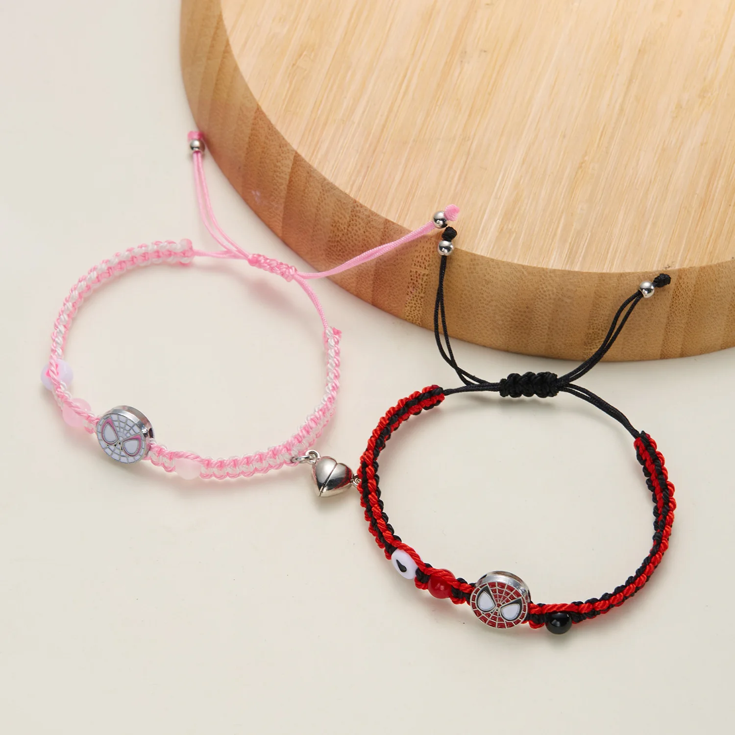 Hello Kitty geflochtenes Armband, Cartoon-Paare, beste Freundin, Bff-Freundschaftsarmbänder, 2 Stück/Set, magnetisches passendes Armband, Geschenk