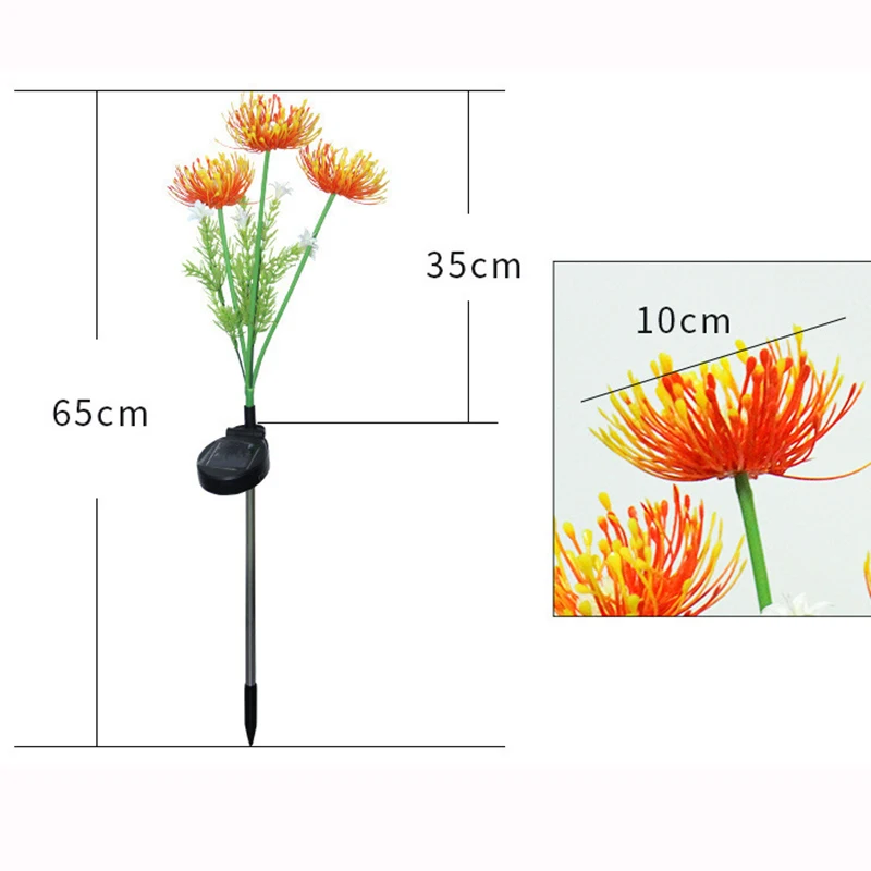 

Solar charging light, waterproof three headed shore flower ground plug-in light, garden lawn simulation flower light A6