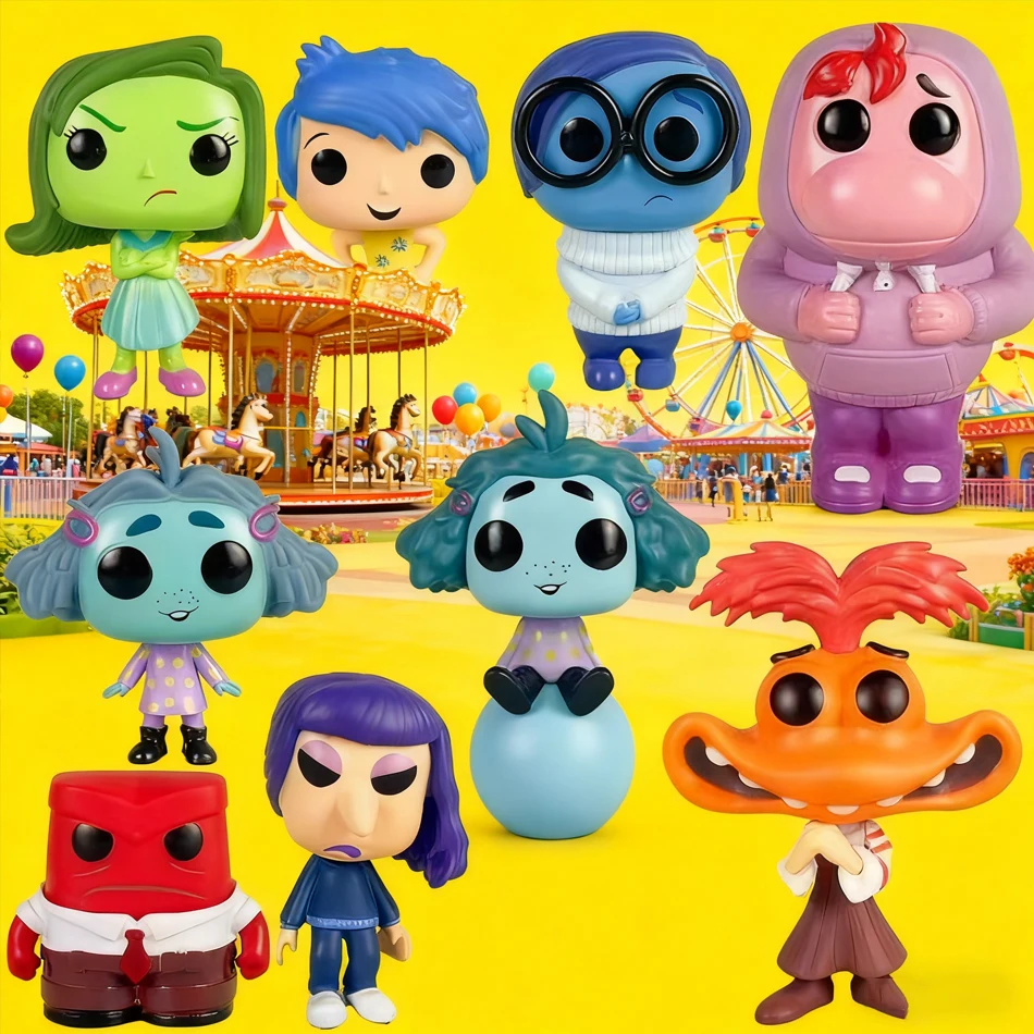 Figuras de acción de Anime Inside Out, 10cm, película de dibujos animados, alegría, ansiedad, ira, tristeza, desgusto, miedo, modelo, figuras de muñecos de Pvc