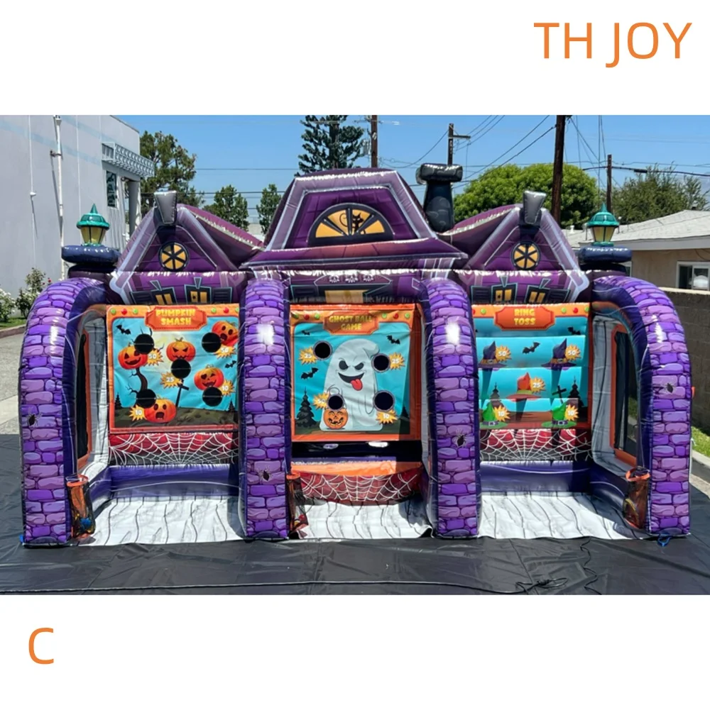 3 in 1 inflatable pumpkin toss game haunted house theme ball dart carnival games for Halloween