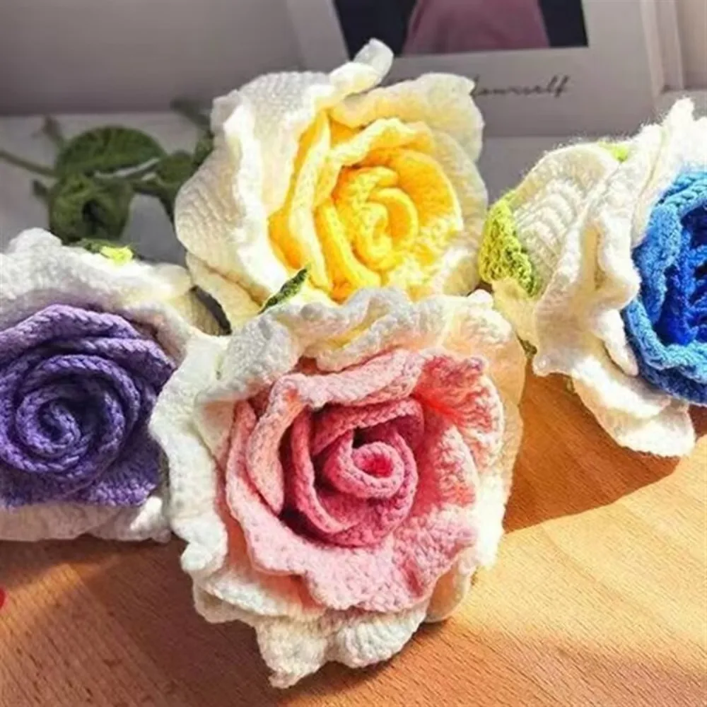 

Wedding Decoration Handmade Weaving Diy Super Big Rose Knitting Bouquet Homemade Handmade Weaving Flower Valentines Day Gift