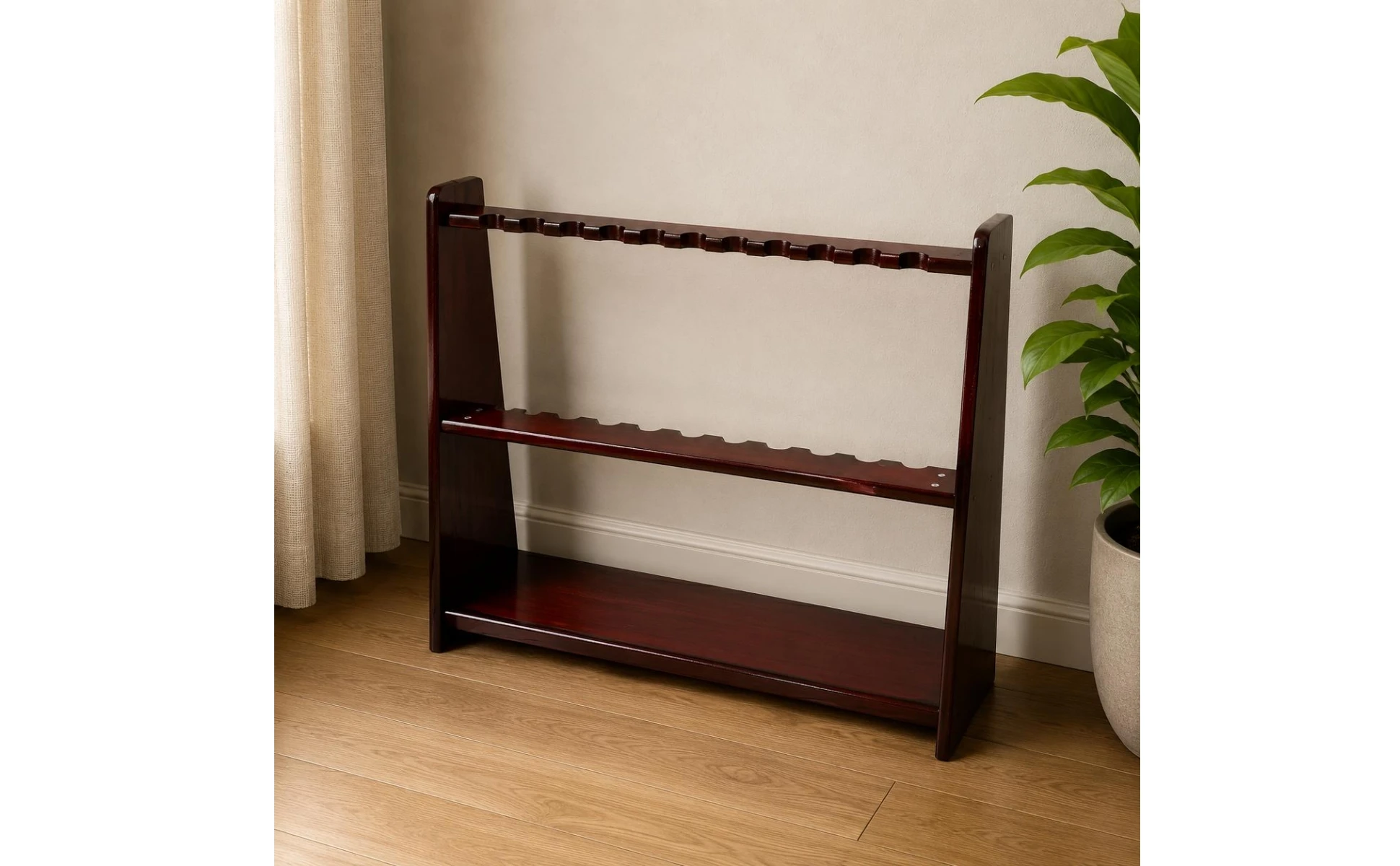 Floor-Standing Cue Rack Lower Shelf Wood Cue Rack Pool Stick Holder Trapezoid Profile Game Room Storage Furniture-Grade Floor-Standing Cue Rack Lower Shelf Wood Cue Rack Pool Stick Holder Trapezoid Profile Game Room Storage Furniture-Grade
