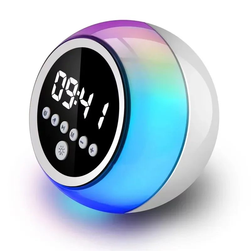 

Digital Display Table Clock Atmosphere Light Bluetooth Speaker with Multi-function Alarm Clock Colorful Sound Speakers