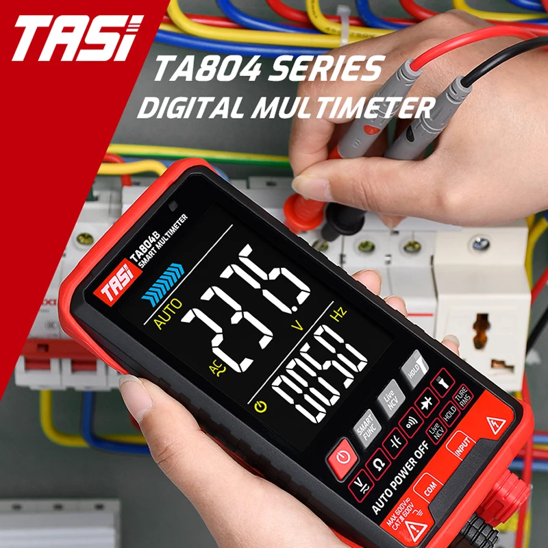 TASI Digital Multimeter TA804A Automatic DIGITAL Multimeter, HD Color Display, Ultrathin, Smart, OHM, NCV, AD/DC Voltage Meter