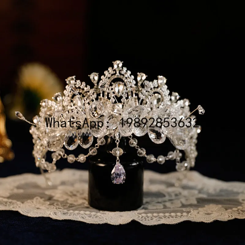 FS crown headgear spring and summer new super flash crystal bridal eyebrow pendant wedding dress white crown