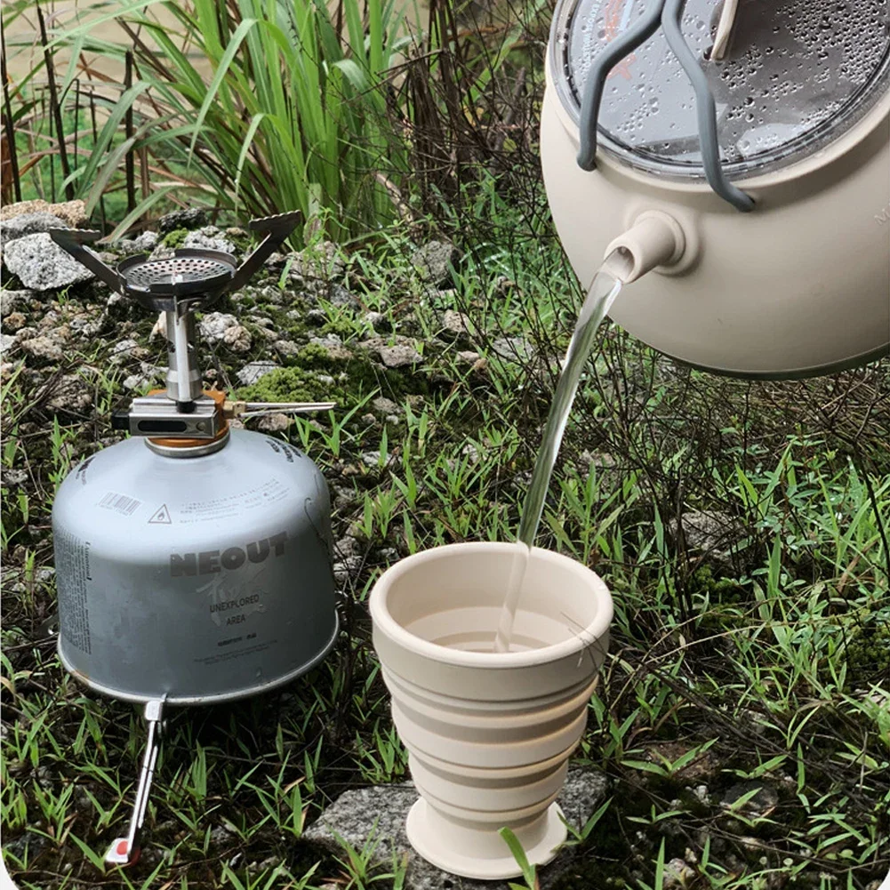 1.5L Silicone Kettle with Handle Outdoor Collapsible Kettle Stainless Steel Bottom Collapsible Water Boiler for Travel Picnic - Image 2