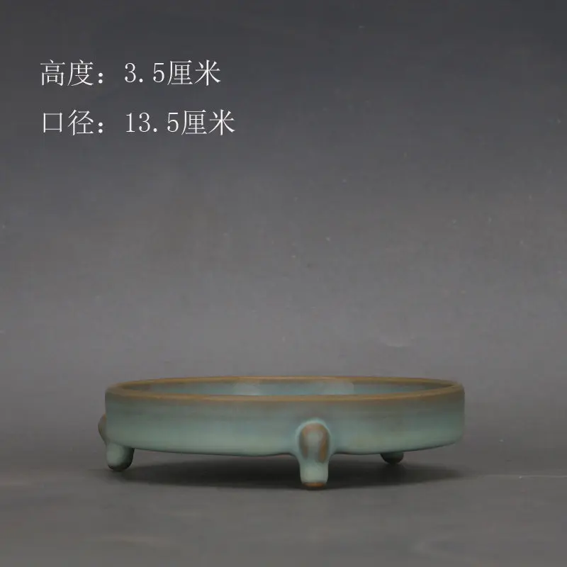 Song Dynasty Ru Ware Sky Blue Spur Marks Three Foot Washer Replica Handmade Chinese Porcelain Home Decor Collection