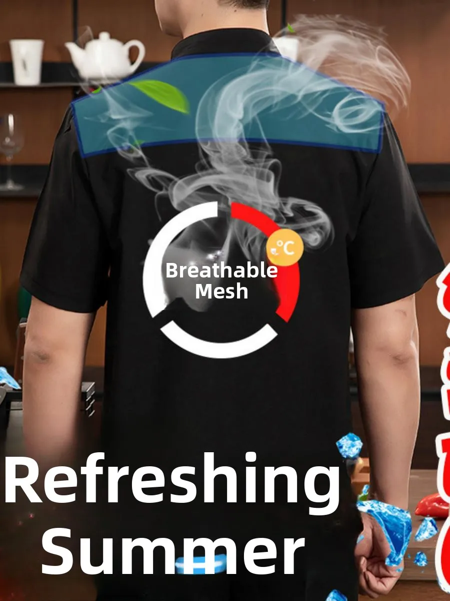 

Эластичная дышащая рабочая одежда для мужчин: униформа повара, спецодежда для кухни и пекарни, влагоотводящая, из смесового хлопка.