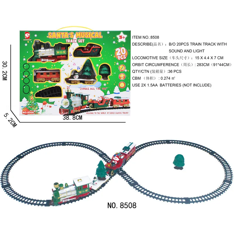 Christmas Toy Car Children\'s Electric Track Classical Small Train Smoking Simulation Sound and Light Holiday Christmas Present