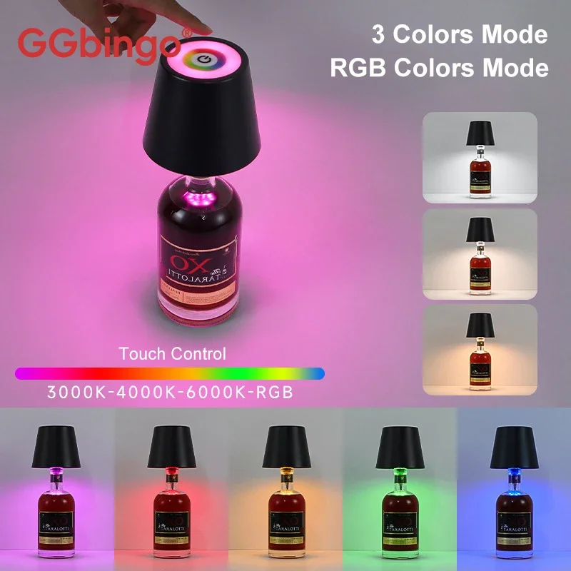 GGbingo Kabellose Tischlampe für Weinflaschen, LED-Flaschenleuchte für den Außenbereich, Touch-Steuerung, ideal für Restaurants, Bars, Festivals und Partys.