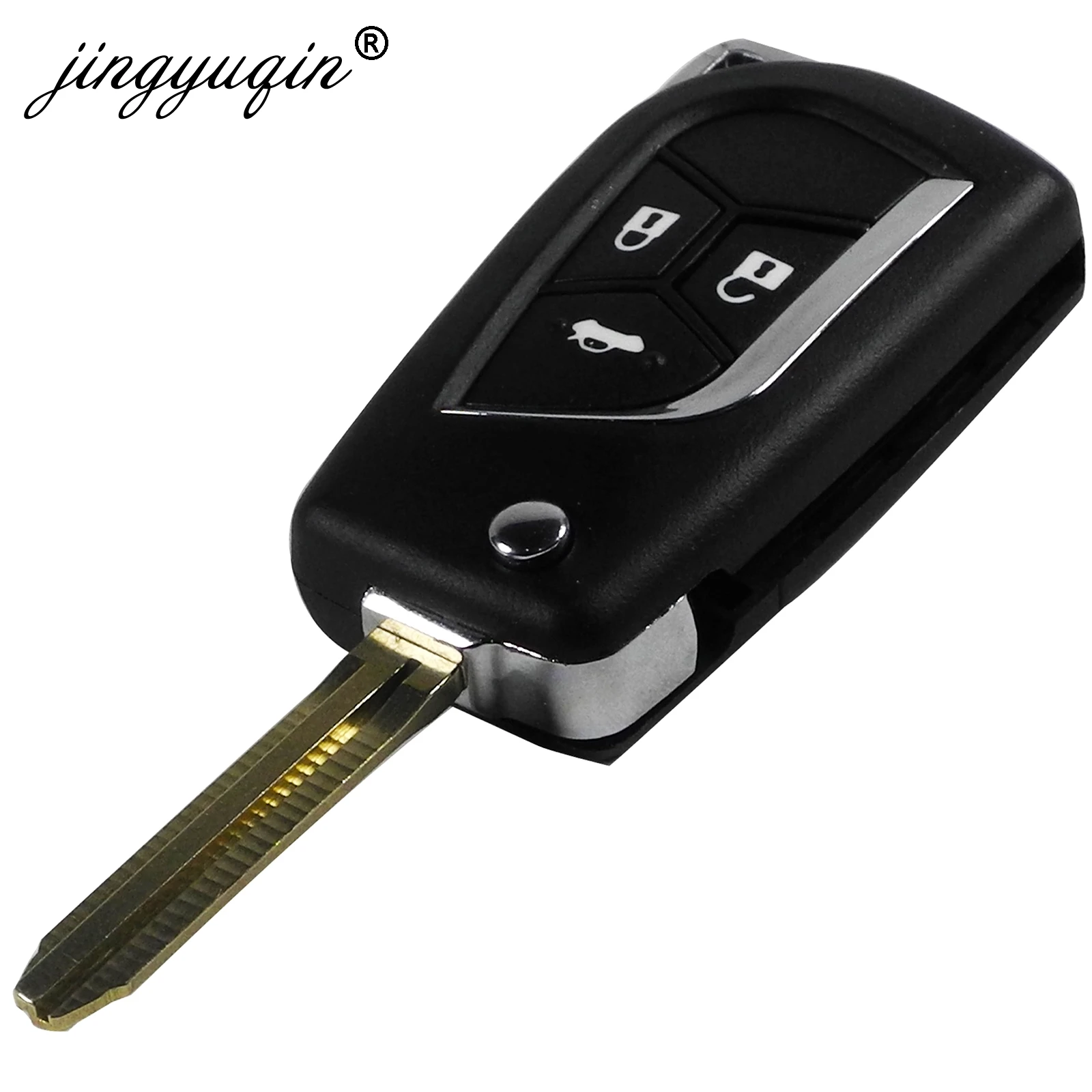 jingyuqin 2/3 Buttons Modified Flip Folding key Shell Case for Toyota Camry Corolla Prado Blank Fob Replacement