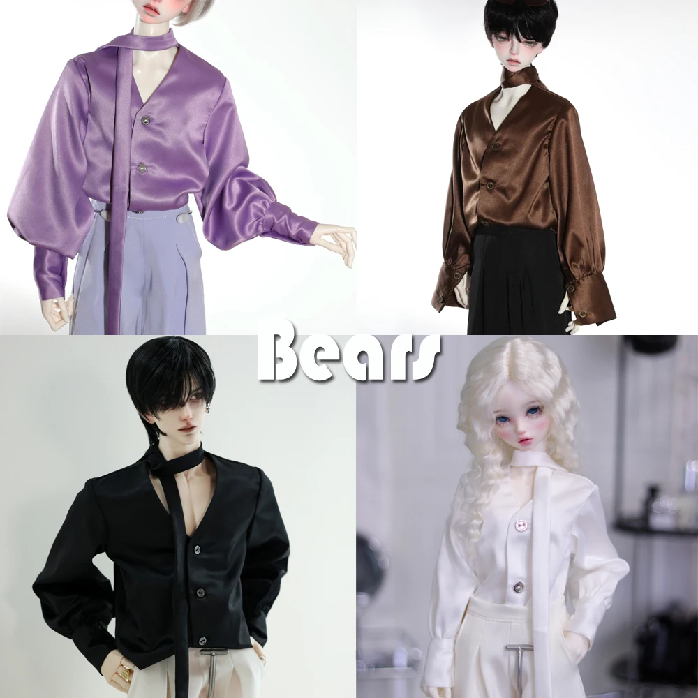 

BJD Doll Clothes Doll Shirt V-neck Acetate Silk Ribbon Shirt 1/3 1/4 BJD SD DD MSD MDD SD13 SD17 POPO68 Uncle SSDF ID75 Doll