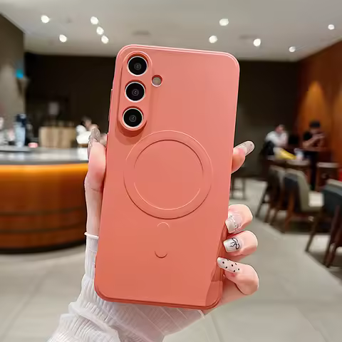 for Magsafe Liquid Silicone Case for Samsung Galaxy S24 Ultra S22 Plus S23 FE A15 A35 A55 A05 Magnetic Solid Color Soft Cover