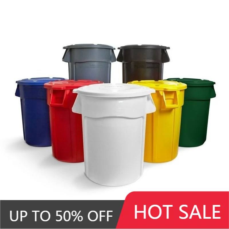 Outdoor Trash Can Oversize Large Wastebasket Plastic Round Garbage Bin Super Pressure Resistant Dustbin Separate Trash Bins