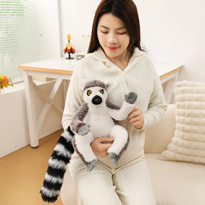 1Pc 25cm Simulation Lemur Peluche Toy Furry Upturned Tailed Lemur Ring-tailed Lemur Plushie Doll Stuffed Soft Toy Nice Gift
