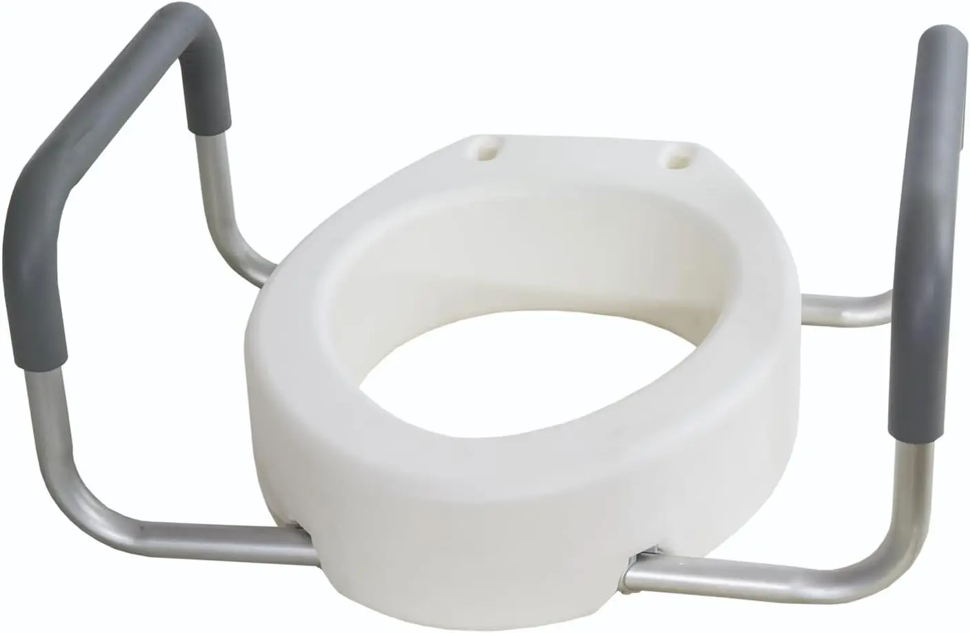 

Raised Elevated Toilet Seat Riser for an Elongated Toilet with Padded Aluminum Arms for Support and Compatible with Toilet Seat