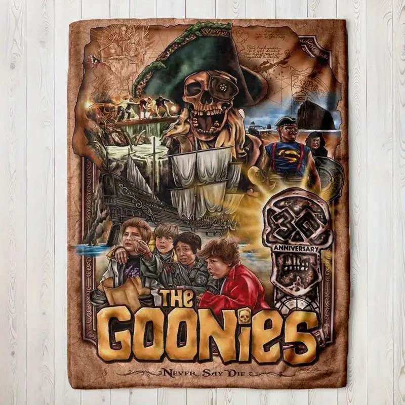 

The Goonies Anniversary Glam Style Flannel Throw Blanket - Digital Print Anime-Themed, All-Season Comfort Soft Custom blankets