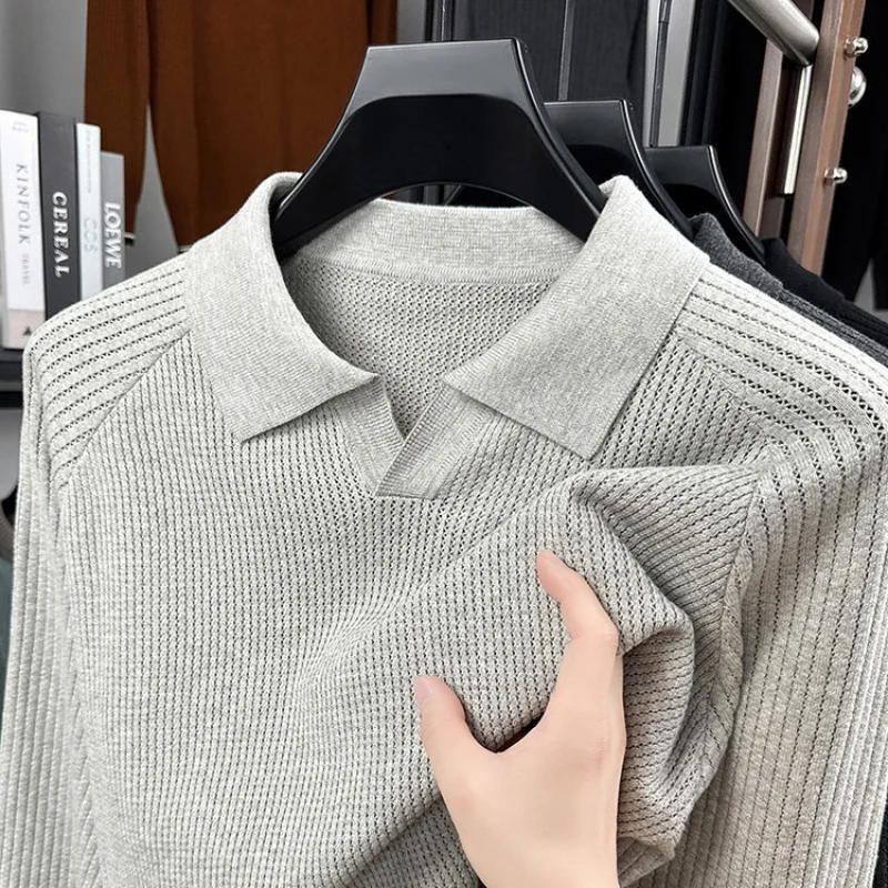 칼라 니트 남성용, 가을 겨울 한국 스타일, 청년 니트 기본 셔츠, 니치 루즈 탑