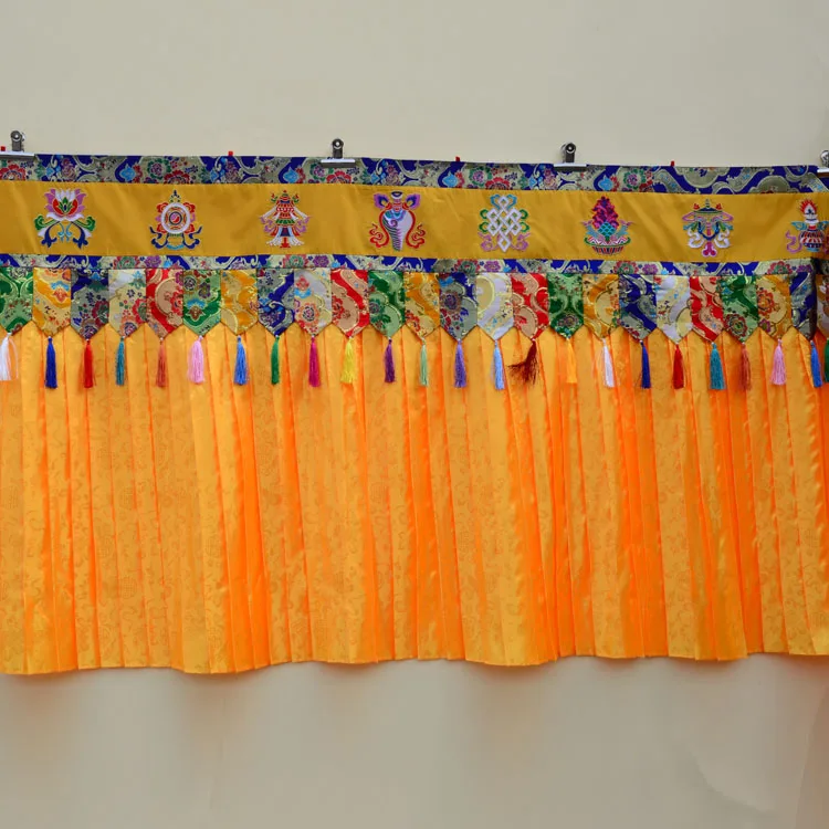 1.9 Meter long Wholesale Buddhist supplie Buddhism family Temple Embroidery wall Hanging Altar table Enclosing curtain draperies