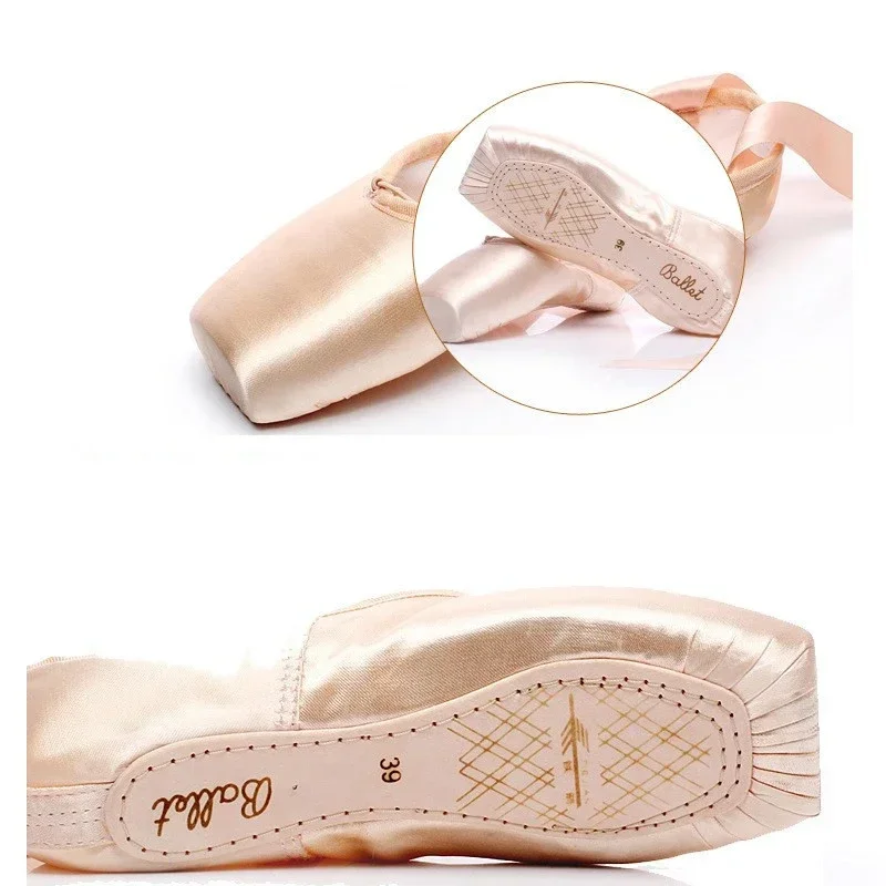 

Girls Ballerina Ballet Pointe Shoes Nude Red Women Satin Canvas Ballet Shoes For Dancing Ballet Flats