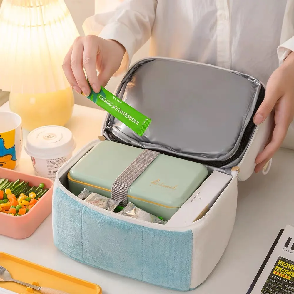 One-shoulder Bento Lunch Box Toast Bag Portable Insulation Deepen Thicken Double-layer Large Capacity Food Hiking Picnic Bag