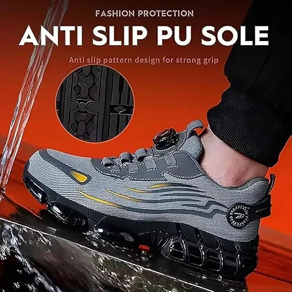 Rotary Button New Safety Shoes for Men Anti-impact and Anti-piercing Work Shoes Fashionable Men's Sports Shoes and Safety Pro